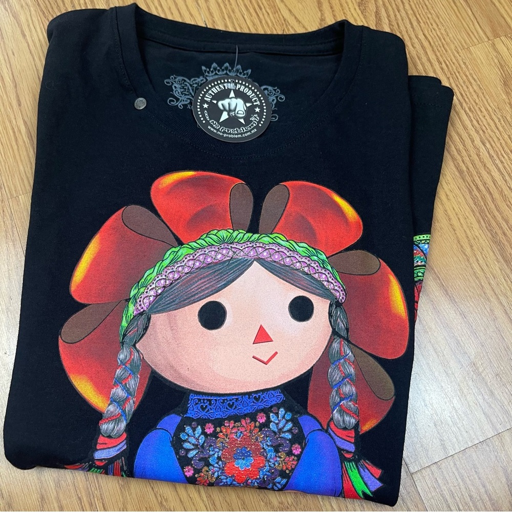 No Problem Maria Rag doll Mexican Folk Art Graphic Tee